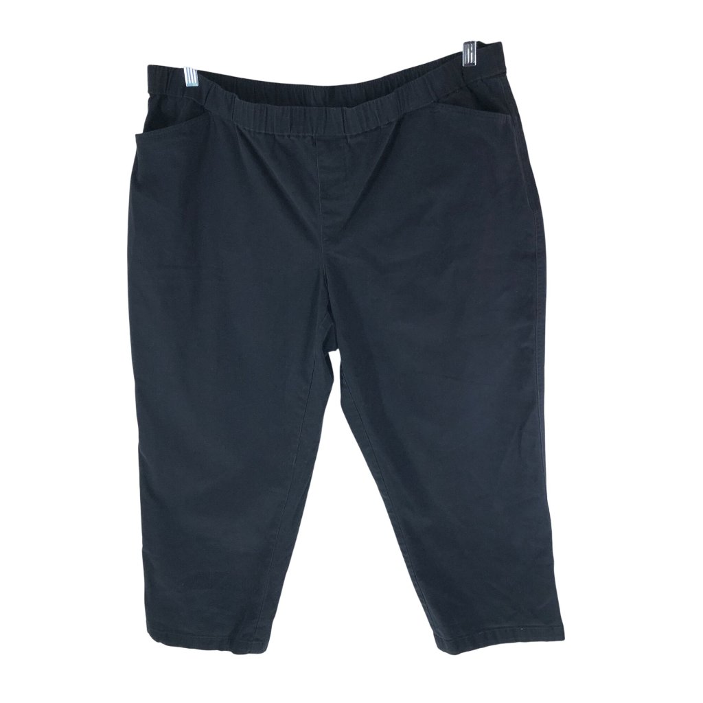 Lands End Women's Mid Rise Pull On Chino Ankle Pants Black 20w